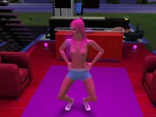 Sims 3 з оголеними грудьми танцююча