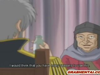 Gjoksmadhe hentai princeshë merr squeezed të saj bigtits