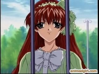 Skllavëri hentai merr squeezed të saj cica dhe dildoed wetpussy