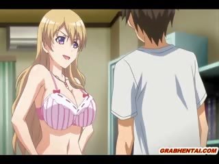 З зав'язаними очима хентай з bigboobs отримує tittyfucked і cumface