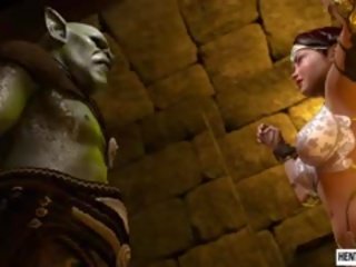 চেইন দিয়ে বাঁধা থ্রিডি femme fatale sucks দানব কুক্স