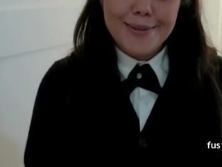 无辜 金发 情人 得到 性交 和 facialized