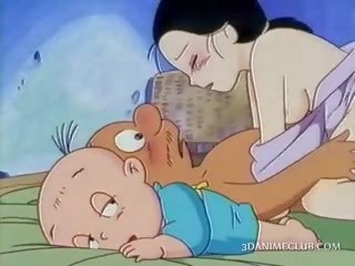 Libidinous аніме чоловік nailing жорсткий його дружин манда