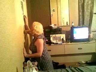 Sexually aroused CD Andrea Sucking A Dildo