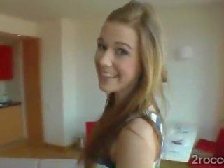 Alluring pale teen Alexis Crystal tastes Roccos huge meatbone