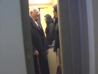 Old man gets his shaft massaged